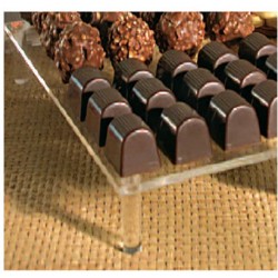 10 Bases plexi à chocolats avec 4 pieds collés - A partir de (selon la taille):
