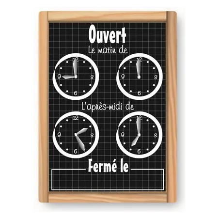 Pancarte Horaires - Gamme ARDOISE AVEC FILETS