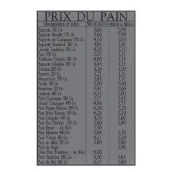 Kit 2 panneaux "prix du pain" avec textes gravés - 123 116GPAIN