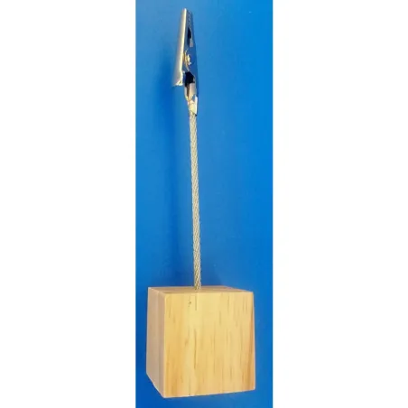 10 Socles "cube bois naturel" à pince crocodile