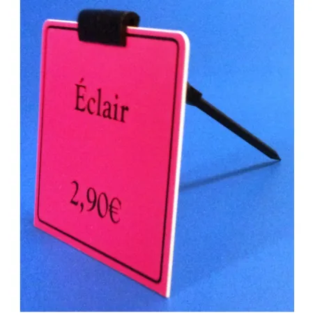 25 Piques prix PVC noir 2 positions