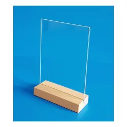 5 Supports plexi avec socle en bois chêne naturel - droit 2