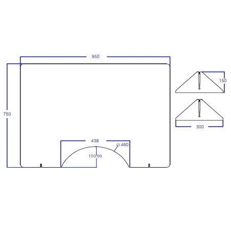 Hygiaphone plexiglas, épaisseur 5mm: H750x950mm
