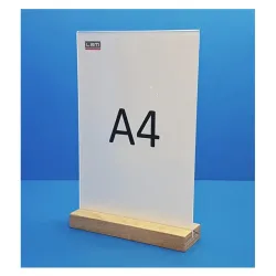5 Supports plexi avec socle en bois chêne naturel - droit 2