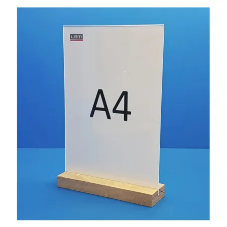 5 Supports plexi avec socle en bois chêne naturel - droit 2