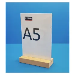 5 Supports plexi avec socle en bois chêne naturel - droit 2