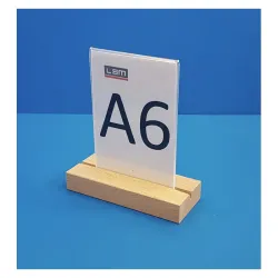 5 Supports plexi avec socle en bois chêne naturel - droit 2