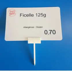 25 Piques prix PVC blanc 2 positions - ht 55 mm