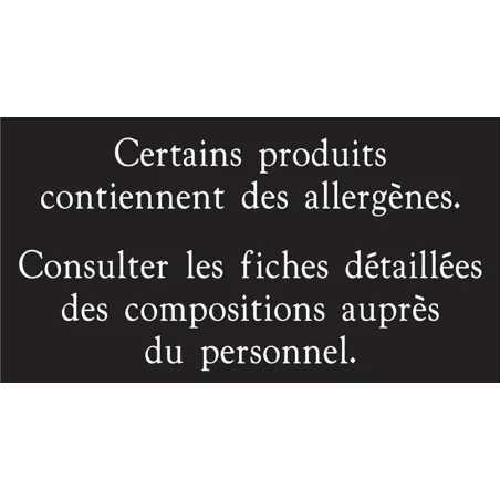 Pancarte d'information "Allergènes" - 123 128AG