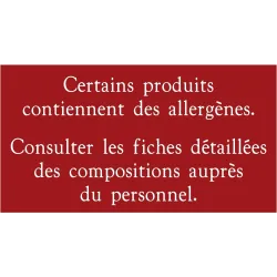 Pancarte d'information "Allergènes" - 123 128AG