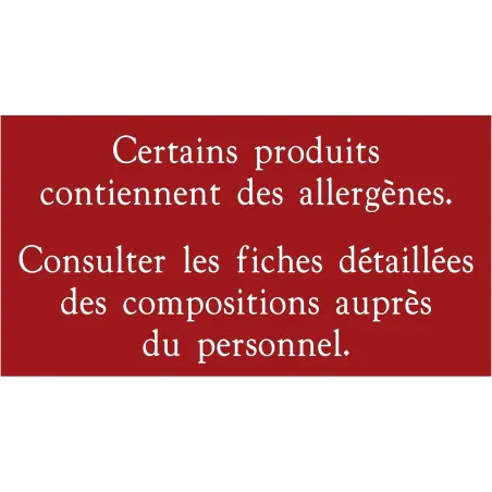 Pancarte d'information "Allergènes" - 123 128AG