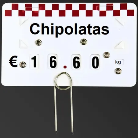 25 Piques prix inox double à anneau Ht 50 mm - Antirotation