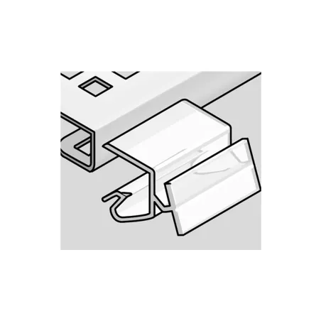 5 Porte-étiquettes fond blanc avec rail et 4 clips pince