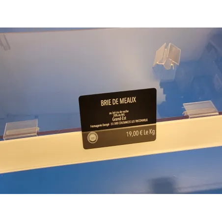 5 Porte-étiquettes fond blanc avec rail et 4 clips pince