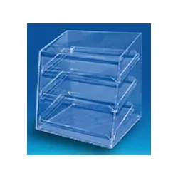 Vitrine plexi à 3 plateaux inclus - base 350 x ht 480 mm - lg
