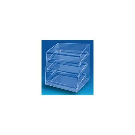 Vitrine plexi à 3 plateaux inclus - base 350 x ht 480 mm - lg
