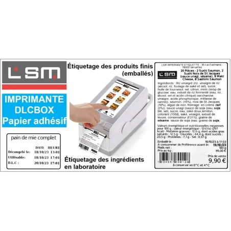 DLCBOX LSM - Imprimante d'étiquettes sur papier adhésif pour