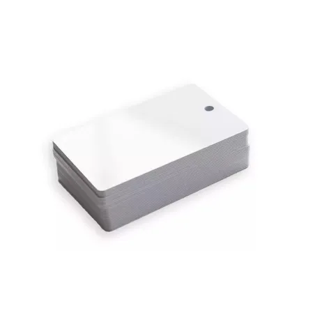 Cartes pvc Blanc avec perforation ronde verticale - 54 x 86 mm