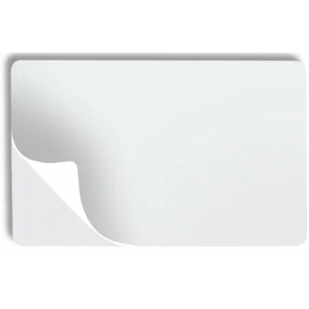 Cartes adhésives pvc Blanc brillant 54 x 86 mm - par 100 ou 500