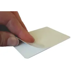 Cartes adhésives pvc Blanc brillant 54 x 86 mm - par 100 ou 500