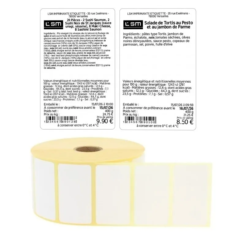 Etiquettes PRODUITS FINIS - papier adhésif permanent lg 58 x ht