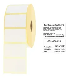Etiquettes sur papier adhésif permanent lg 38 x ht 25 mm